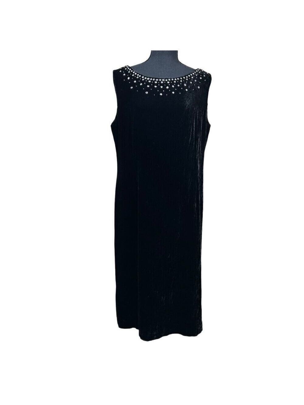 Rochas Paris Black Silk Velvet Jewel Neckline Sleeveless Dress EU 42, US 6